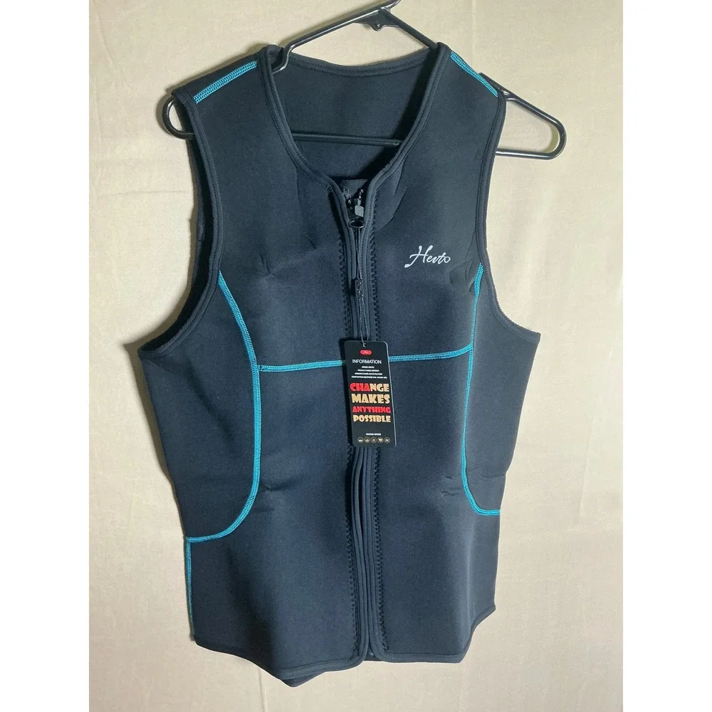 Hevto Womens sz16  3mm Neoprene Wetsuit Vest Black  Front Zip Sleeveless Top NEW